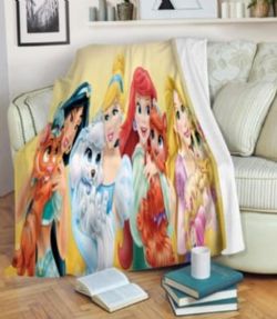 JETÉE PRINCESSES DISNEY AVEC ANIMAUX (COUVERTURE) 4 PIEDS X 5 PIEDS